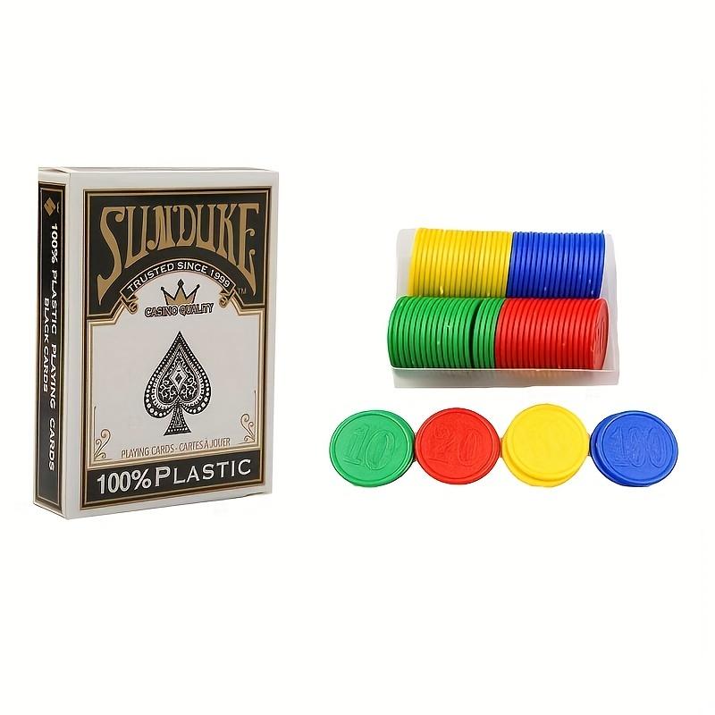 2 Stück, ein Spielkartenpaar und ein Satz Rechenchips, schwarze Spielkarten, ein Satz mit 80 Chips verschiedener Nennwerte und ein Brettspielset. Pack of 2