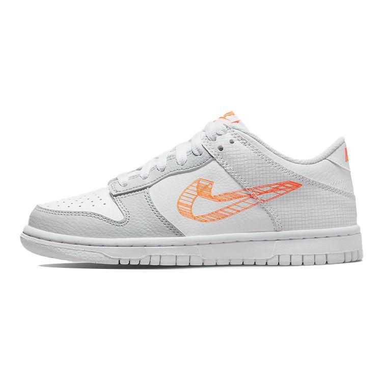 Nike Dunk Low SE GS 3D Swoosh Kinder-Sneaker Weiß Pure-Platinum Total-Orange DR0171-100 36