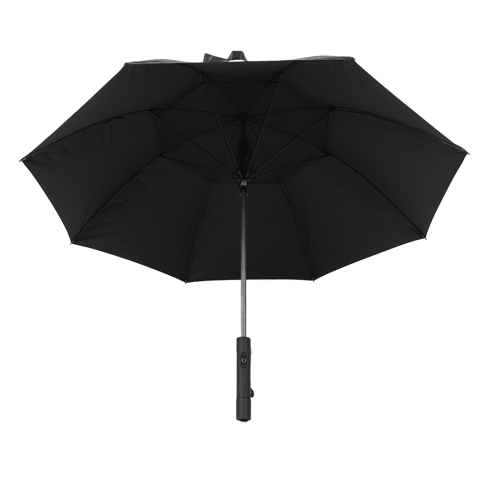 Tragbarer Regenschirm mit Ventilator USB Wiederaufladbare 2600mAh Powerbank Sonnen- und Regenschirm Faltbar