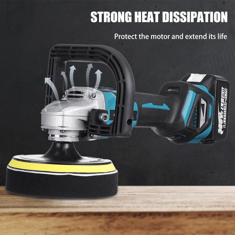 1600 W 6-Gang-Bürstenlose elektrische Poliermaschine, kabelloser Autopolierer, wiederaufladbare Schleifwerkzeuge für Makita 18 V-Akku 2*Batteries