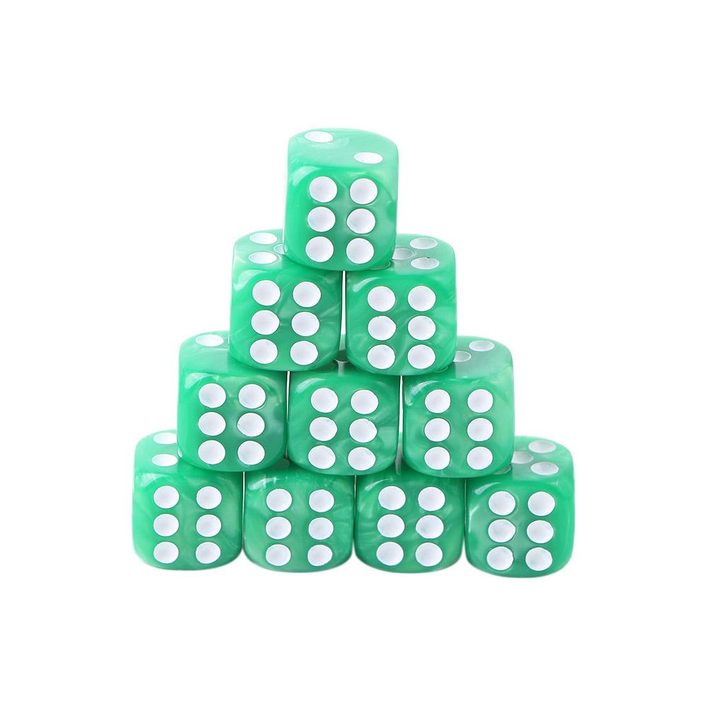 19 mm Casino-Würfel mit rasiermesserscharfen Kanten und passenden Seriennummern, klar, durchscheinend, D6 Royal Craps 10 Pcs green