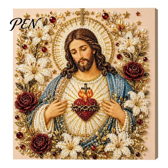 Dekorative Balkonstücke DIY Jesus Perlenkunst-Set, Diamantmalerei für Erwachsene, Christliche Mosaik-Personalisierte Wohnkultur Handwerk Christus Edelstein-Handwerk, C
