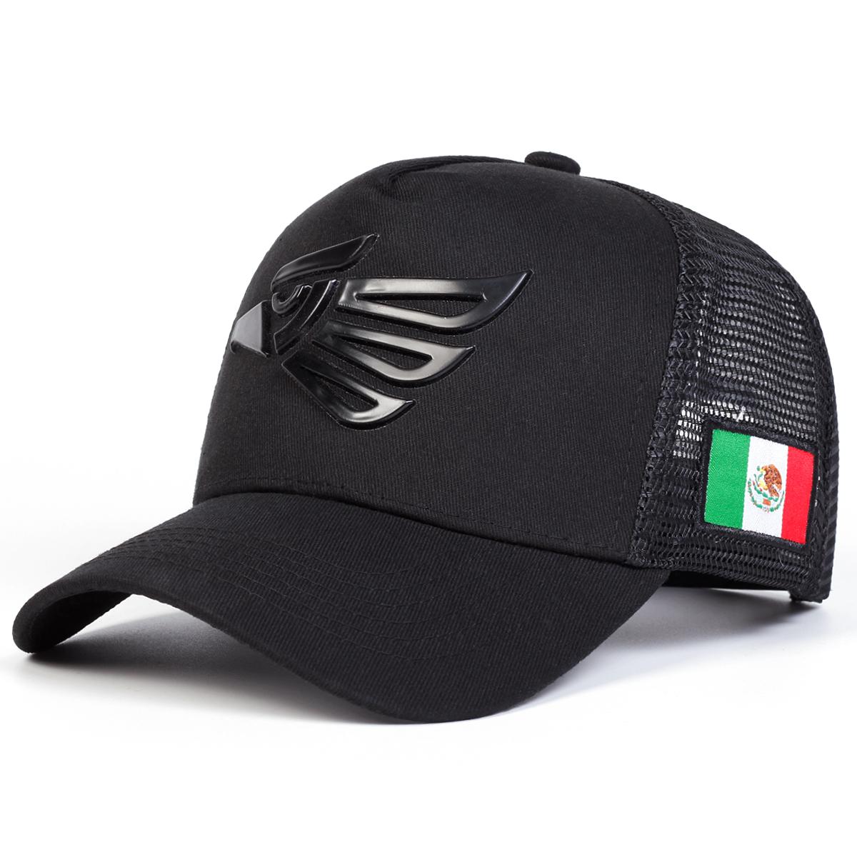Unisex Mexikanische Adler Dekoration Verstellbare Atmungsaktive Mesh Baseballkappe Hip Hop Caps Frühling Sommer Outdoor Sport Reise für Frauen Männer schwarz