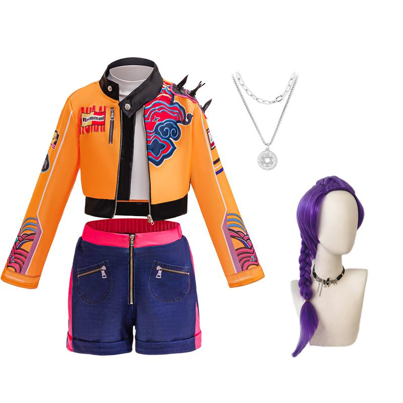 Kinder Mädchen Kpop Rumi Zoey Mira Cosplay Kostüm Halloween Karneval Jäger Bühnenkostüm Perücke Anzug Party Rollenspiel Outfits 120