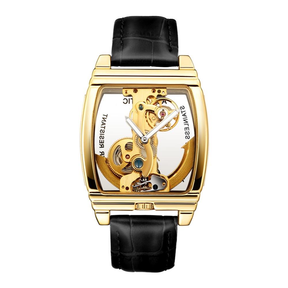 Lässige trendige Mode Single Bridge Herrenuhr Vollautomatische mechanische kreative Herrenuhr