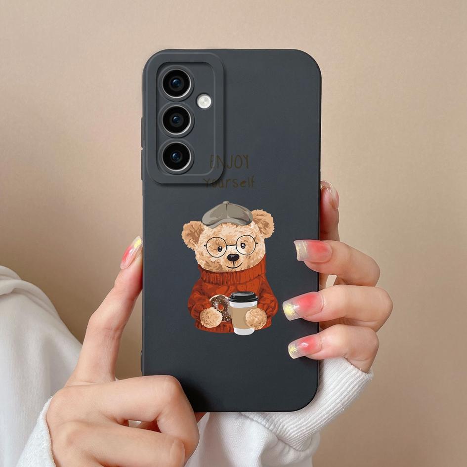 Handyhüllen für Samsung Galaxy S24 Ultra F15 S24+ A55 A15 M15 Niedliches Bären-Cartoon-Muster Stoßfestes Silikon Weicher Hochwertiger Bumper für Samsung Samsung Galaxy M15