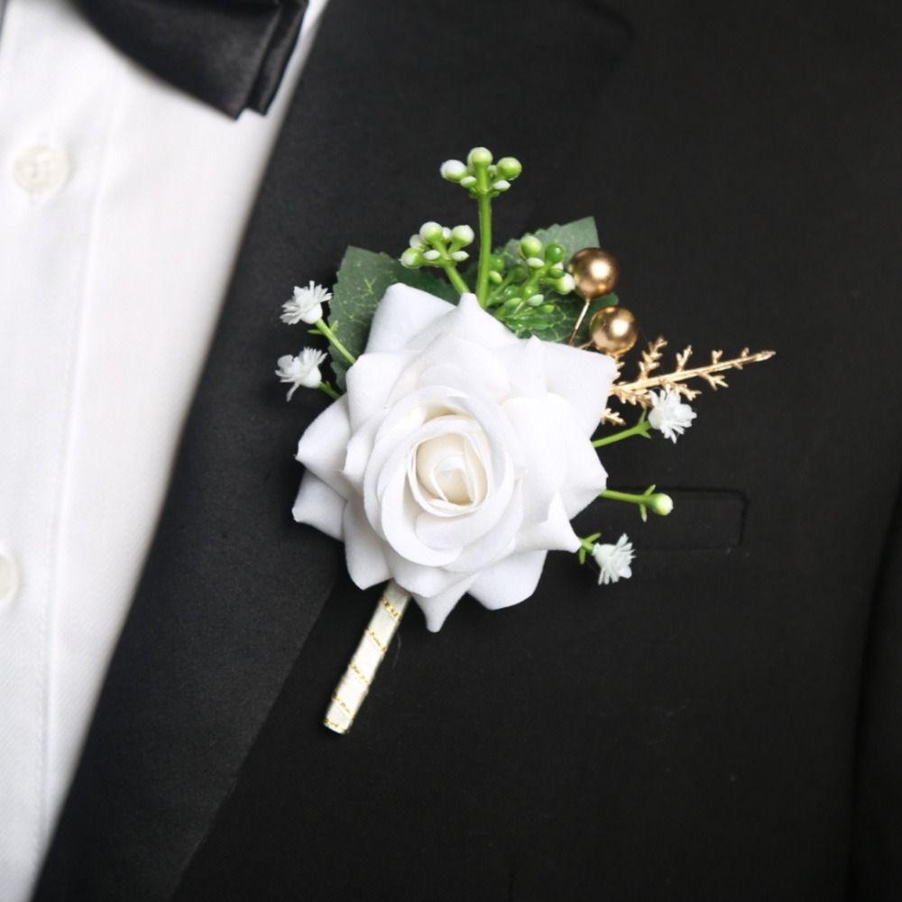 Einfache Bräutigam Rose Boutonniere Zarte Romantische Hochzeit Anzug Corsage Knopfloch Mode Hochzeit Zubehör Western