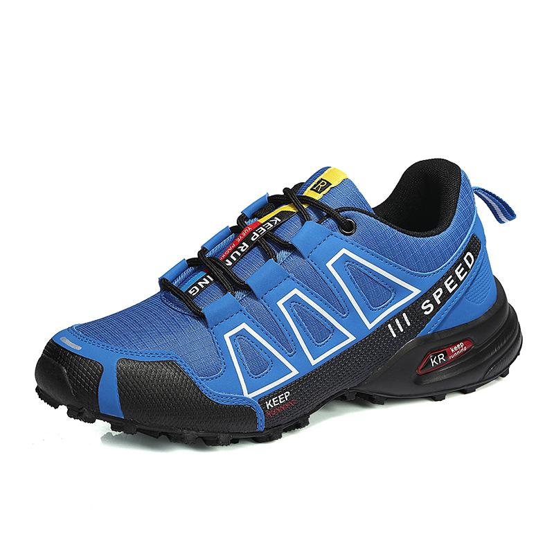 Herren Wanderschuhe Outdoor Freizeit Sportschuhe Mountain Cycling Sportschuhe Bequeme wasserdichte Outdoor Wanderschuhe 43 blau