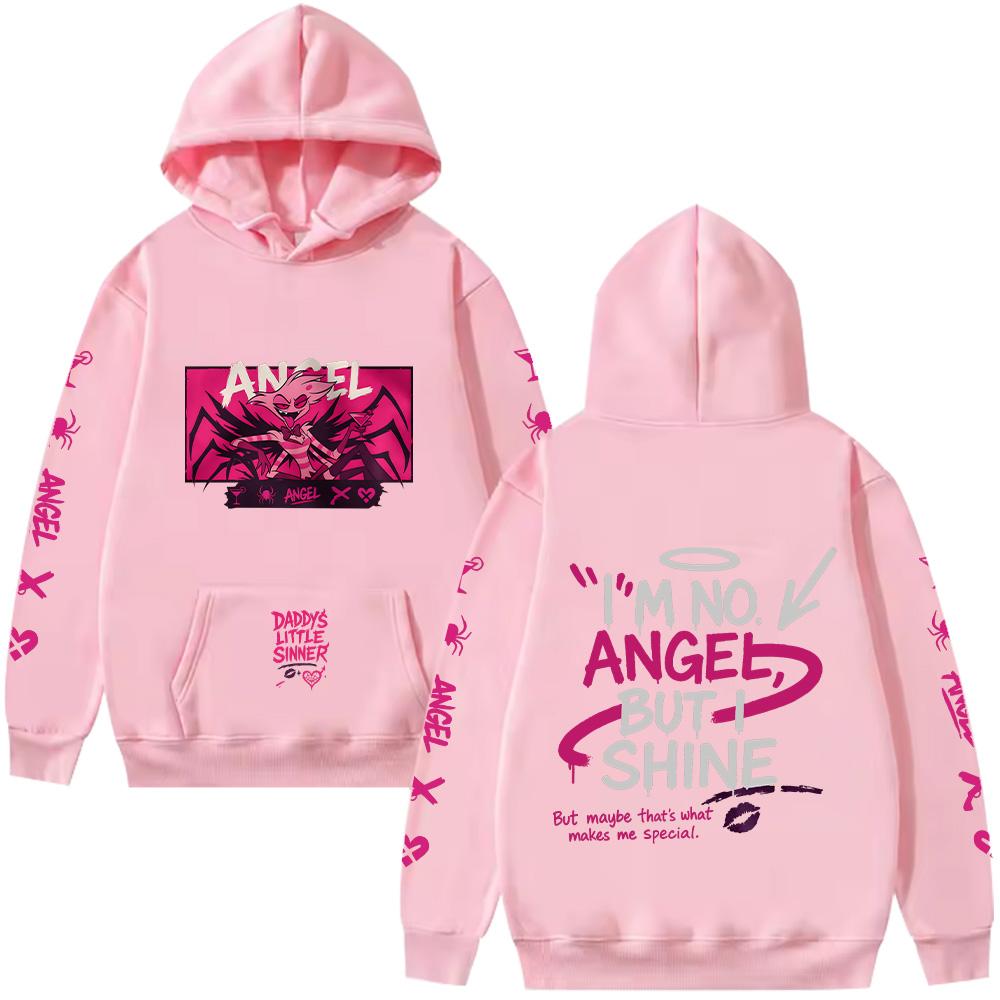 Angel Dust Hoodie Hazbin Hotel Harajuku Anime Pullover Demoncore Unisex Streetwear Niedlich Edgy Imp Geschenk für Fan Streetwear Kleidung M rosa