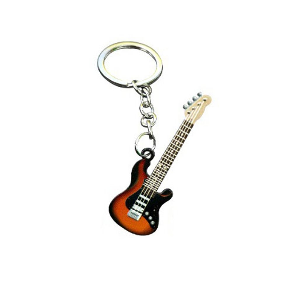 Neuer Gitarren-Schlüsselanhänger Niedlicher Bass Edelstahl Schlüsselanhänger für Mann Frau Taschenanhänger Auto Schlüsselanhänger Zubehör Musikliebhaber Geschenk orange