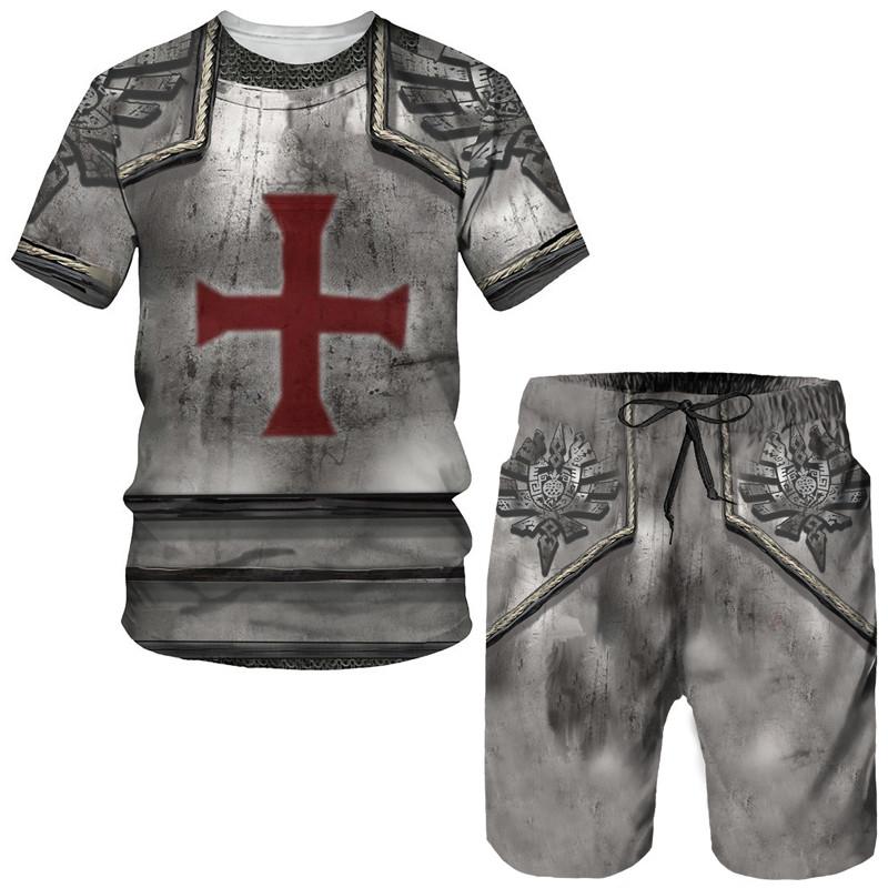 Templer Ritter T-shirt Jungen Mädchen Neuartige 3D Druck Design Mode T Shirts Mode Männer Frauen Kleidung Top Tees Kinder kurzarm 4XL gray