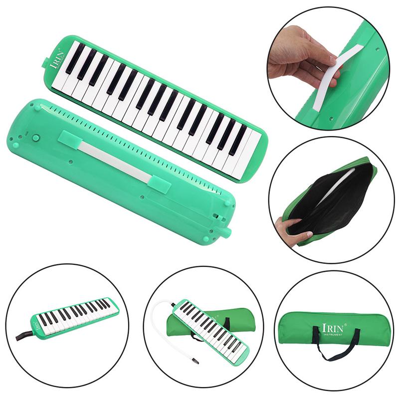 32/37 Tasten Melodica mit Mundstück Schlauch Tasche Musikinstrument 32 Key grün