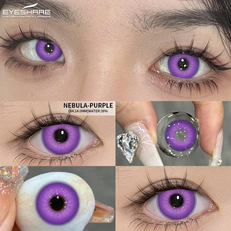 EYESHARE 2 Stück farbige Kontaktlinsen für die Augen, lila Kontaktlinsen, rosa Kontaktlinsen, Cosplay-Kontaktlinsen, Jahreslinsen
