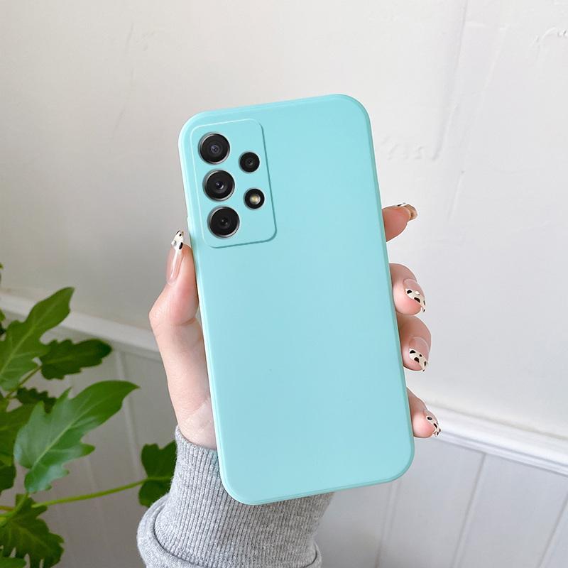 Candy Color Matte Silikon Quadrat Kamera Schutz Rückseite Hülle für Samsung Galaxy A52 A72 A32 4G 5G S22 Ultra Note 20 A13 A33 A53 A73 A22 A12 A51 Samsung Note 20 hellgrüne
