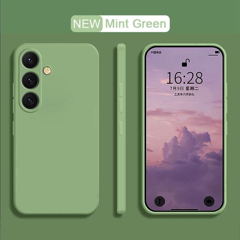 Bunte Flüssigsilikonhülle für S22 S23 S24 FE Plus Samsung Galaxy S25 S24 S23 S22 Ultra Halterung Handyhülle Samsung S22 UItra grün