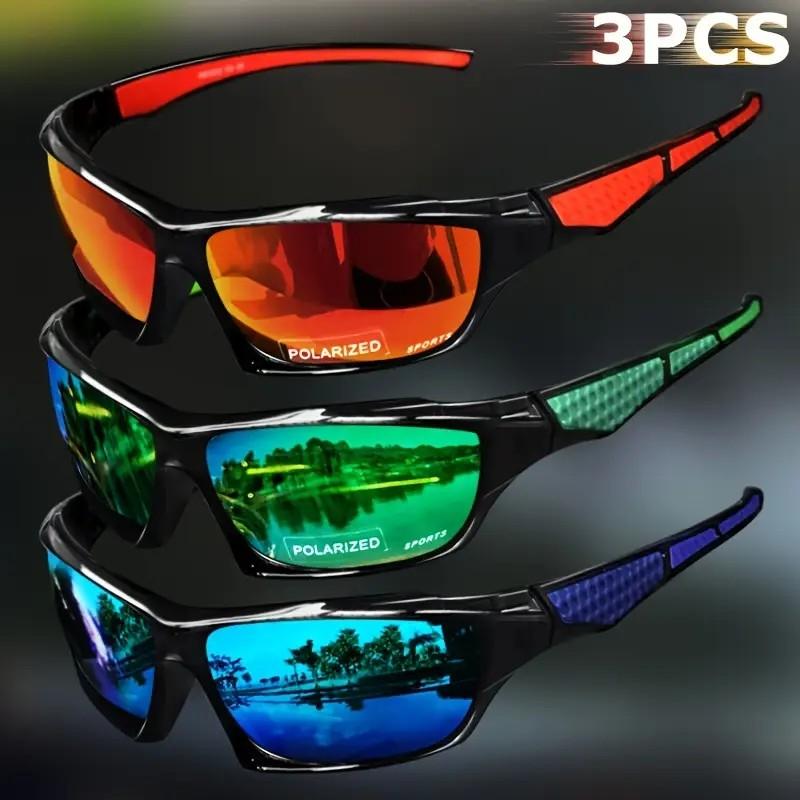 Hochwertige 3-teilige Sportliche Trendige Brille mit Farbwechselnden Gläsern Hochwertige Blendfreie Brille für und Fahren 3253 red