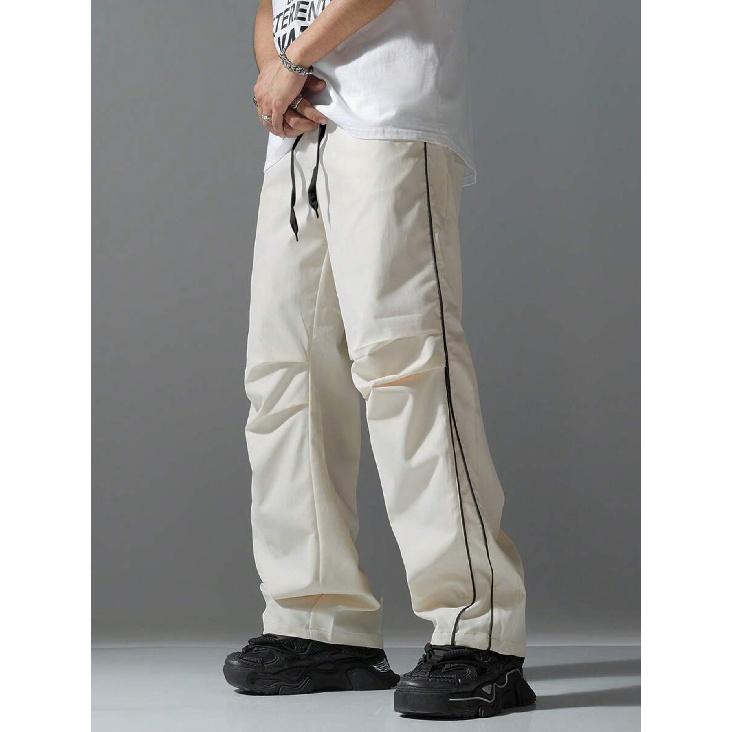 Frühling und Sommer Neue Retro-Funktionshose Raffinierte Hose Herren Sportliche Freizeit-Hose Hongkong-Stil Locker Gerade Hose Herren 3XL beige
