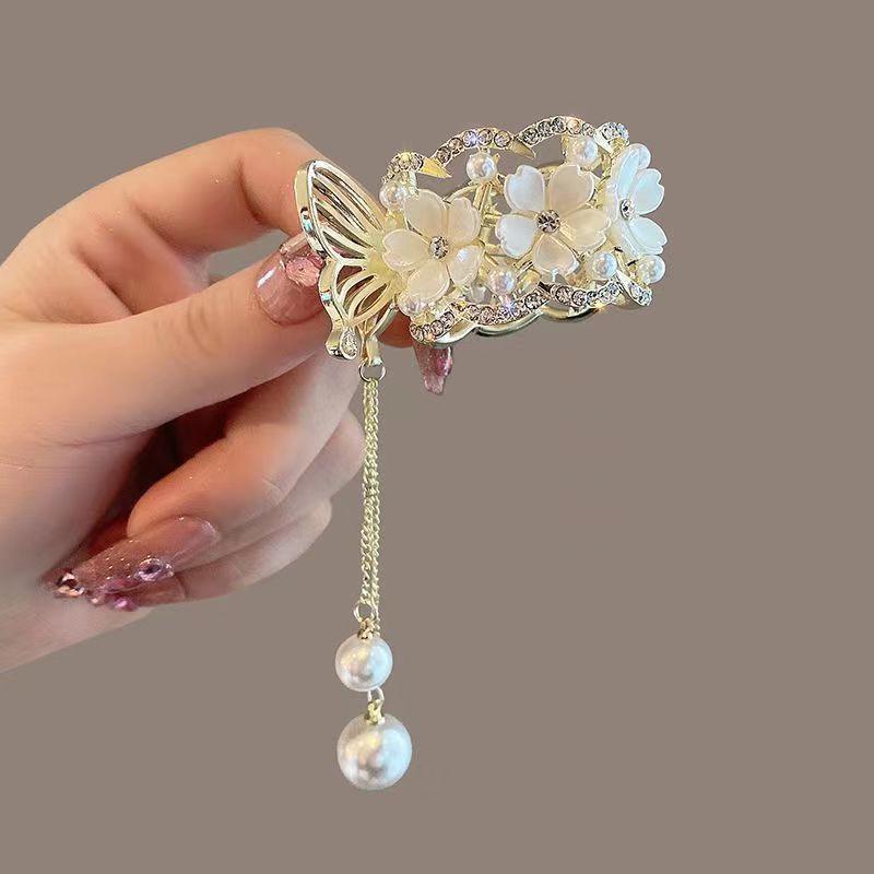 Mode Strass Quaste Perle Haar Krallen Blumen Haar Clip Frauen Barrettes Pferdeschwanz Halter Haarnadeln Haar Zubehör Geschenke A1