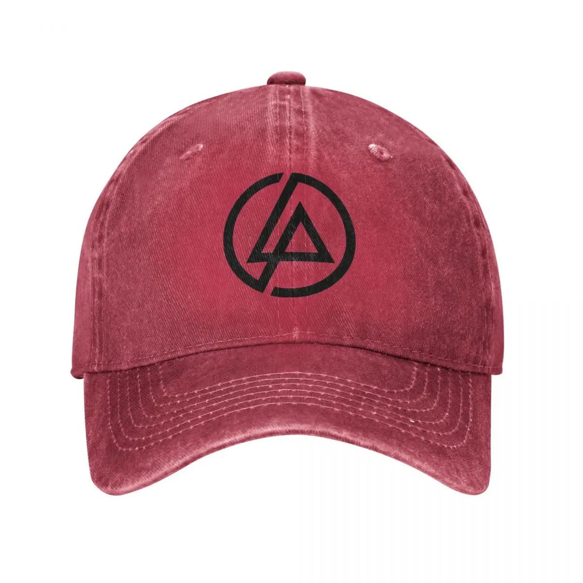Linkin-Park Meteora Minutes To Midnight Winkel-Emblem Baseballkappe Distressed Denim Kappe Herren Damen Verstellbare Hüte Kappe Adjustable rot