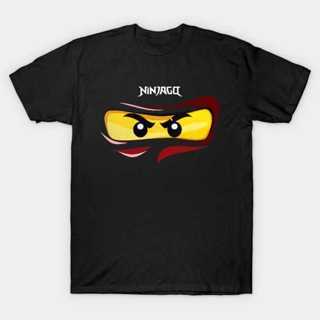 Asiatische Größe Herren Schwarz Print T-Shirt Ninjago Augen Roter Ninja Fanart Fanmade No-Cut Thermotransferdruck Baumwoll T-Shirt 3XL (86-92kg) schwarz