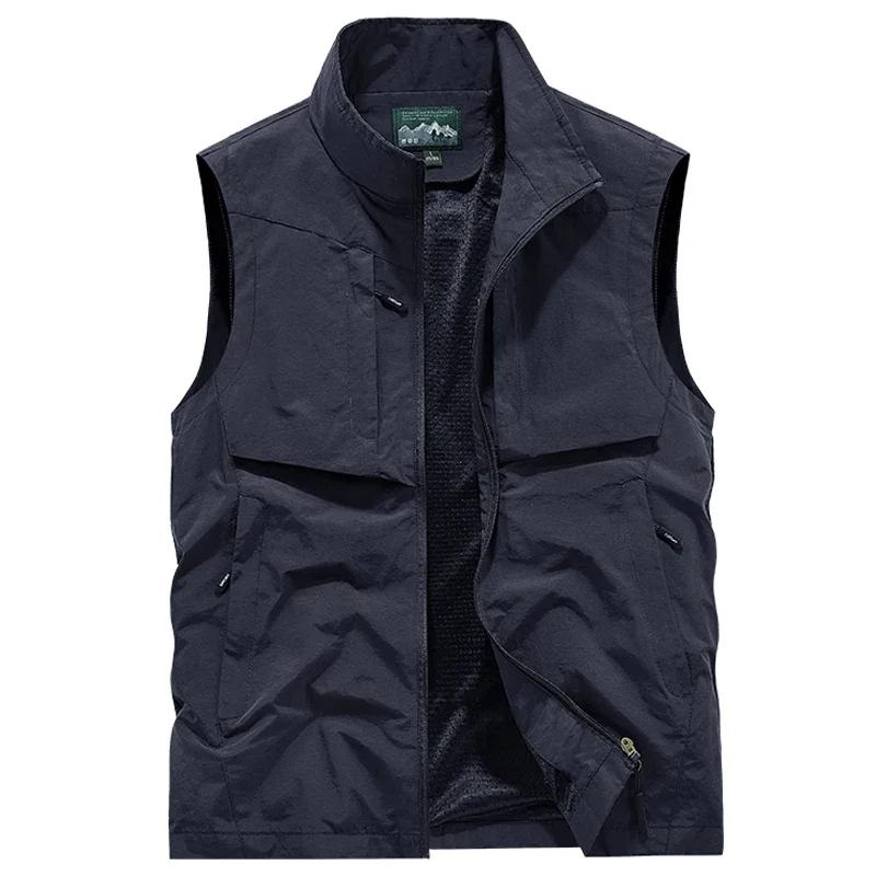 Übergröße 6XL 7XL 8XL Herren-Angelwesten aus Netzstoff, leichte Jogginghosen, ärmellose Sportjacken für Reisen, Klettern, Wandern XS dunkelblaue