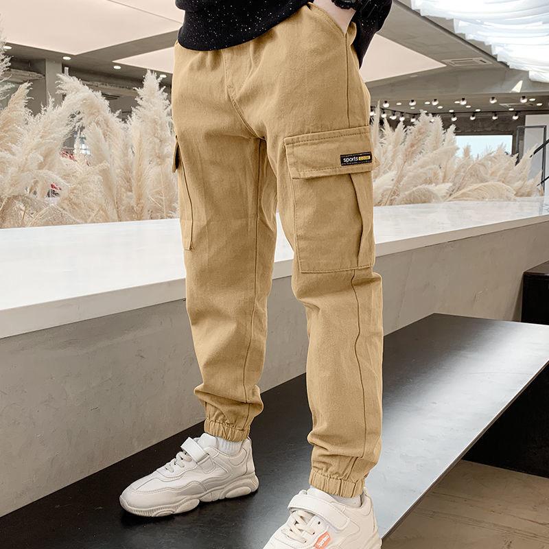 Frühling Herbst Jungen Hosen Casual Lange Stil Hosen für Kinder Teenager Kinder Lose und Lässige Sport Outdoor Hosen 170cm khaki