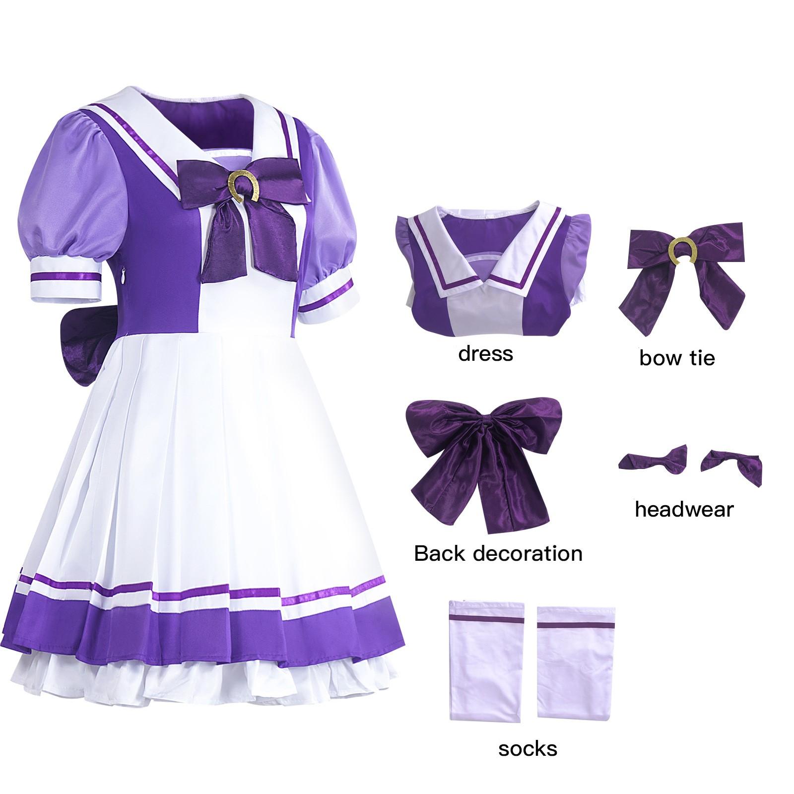 Anime Pretty Derby Uma Musume Cosplay Kostüm Uma Musume Tokai Teio Cosplay Perücke Schwanz Ohr Kleid Damen Halloween Party Outfit L blue