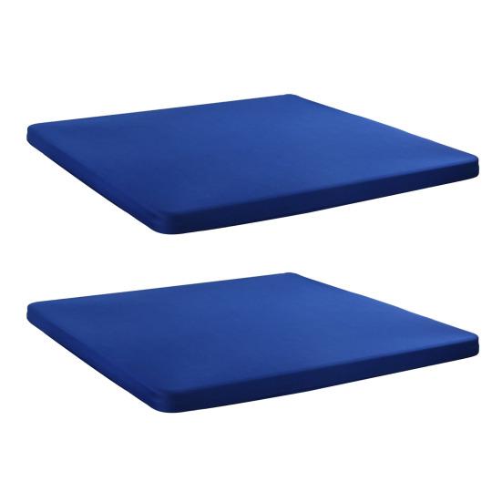 Dehnbare, maßgeschneiderte Tischdecken, 86,4 x 86,4 cm, quadratische Tischdecke mit elastischem Rand, einfarbige Tischdecke für Küche, Esszimmer, Picknick, Terrasse, Party im Freien, 2 Stück blau