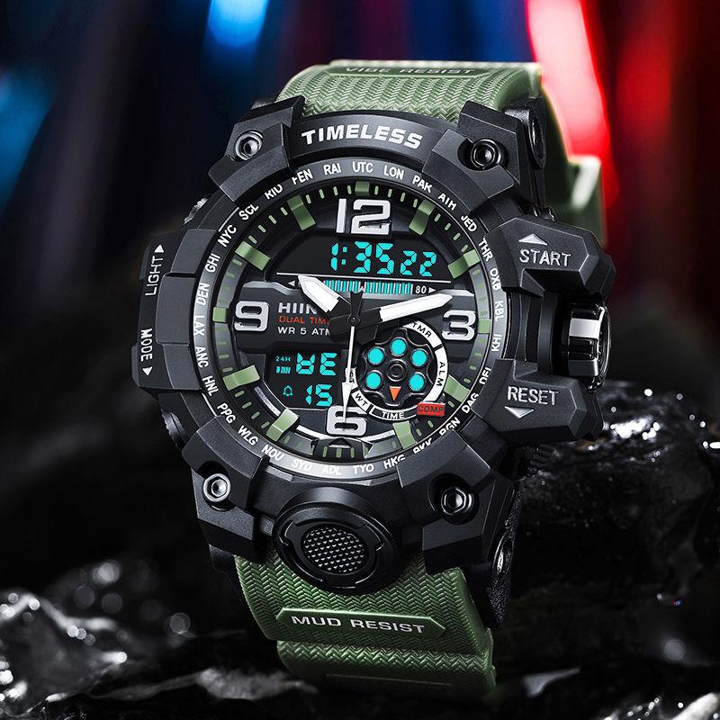Neue Sport Relogio herren Uhr Wasserdicht Military herren Uhren Multifunktionale Mit Dual Display Leucht grün