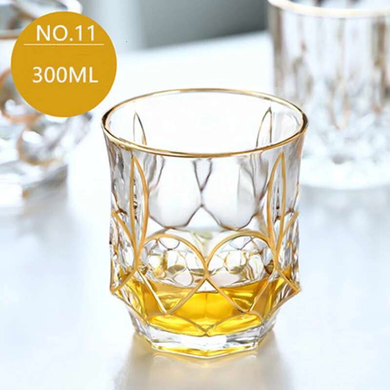 Kreativer Vergoldeter Whiskey-Glas Wein Brandy Likör Gold Spirituosenbecher Anhänger Vasos De Cristal Bicchiere A Vin Glas Gläser 201-300ml