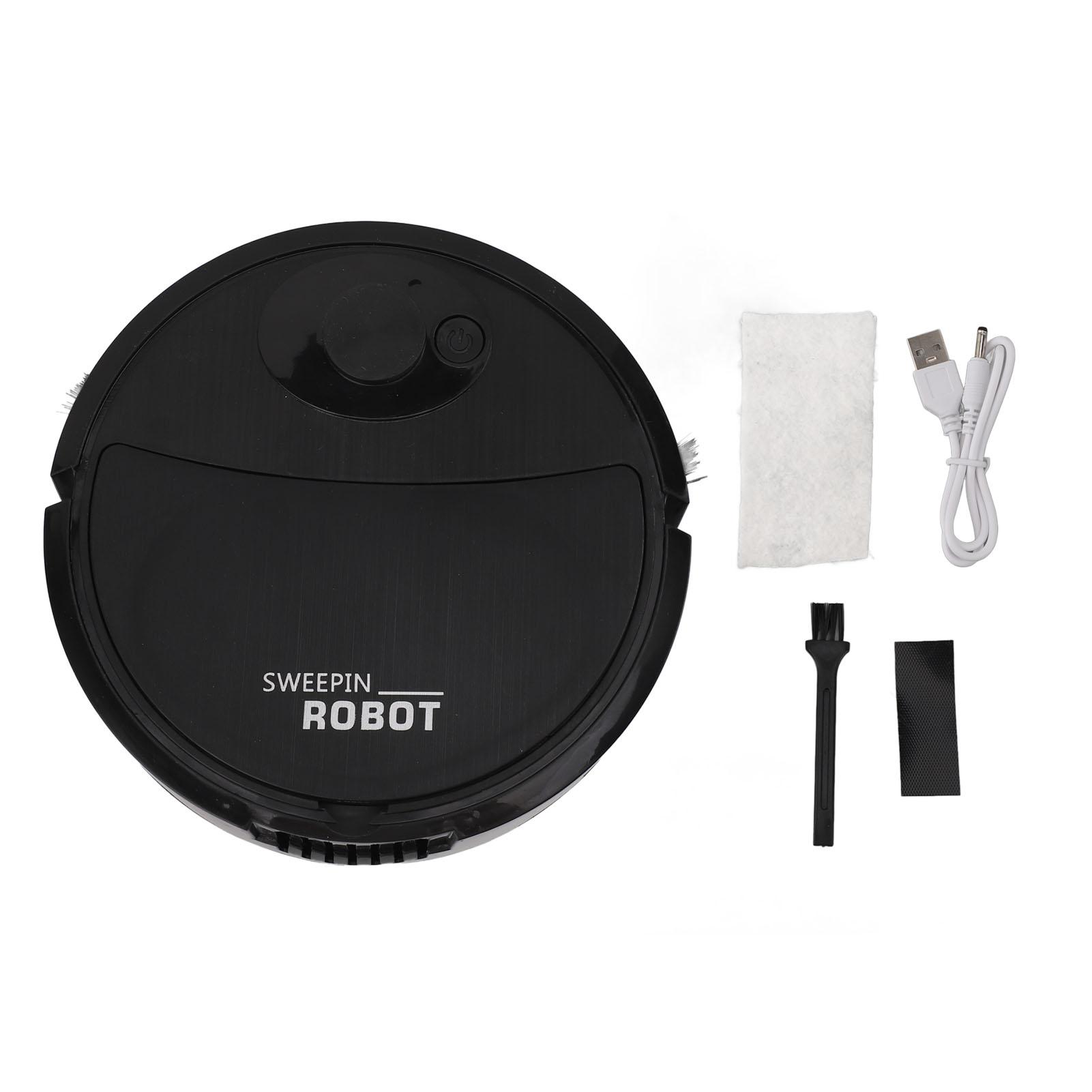 Roboter-Staubsauger Schwarz Smart Sweeping Robot 3 in 1 Starke Saugkraft Schwenkrad Mini Wischen
