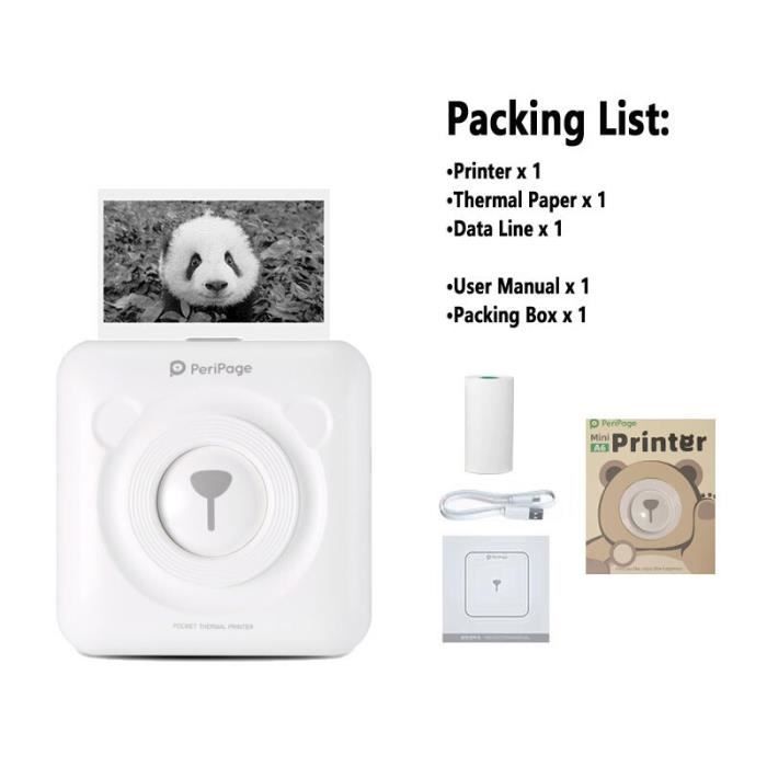 Alle unsere Drucker,Mini-Taschen-Peripage A6-Drucker für Android iOS,Thermodruck-Foto-Tool- Weißer Drucker