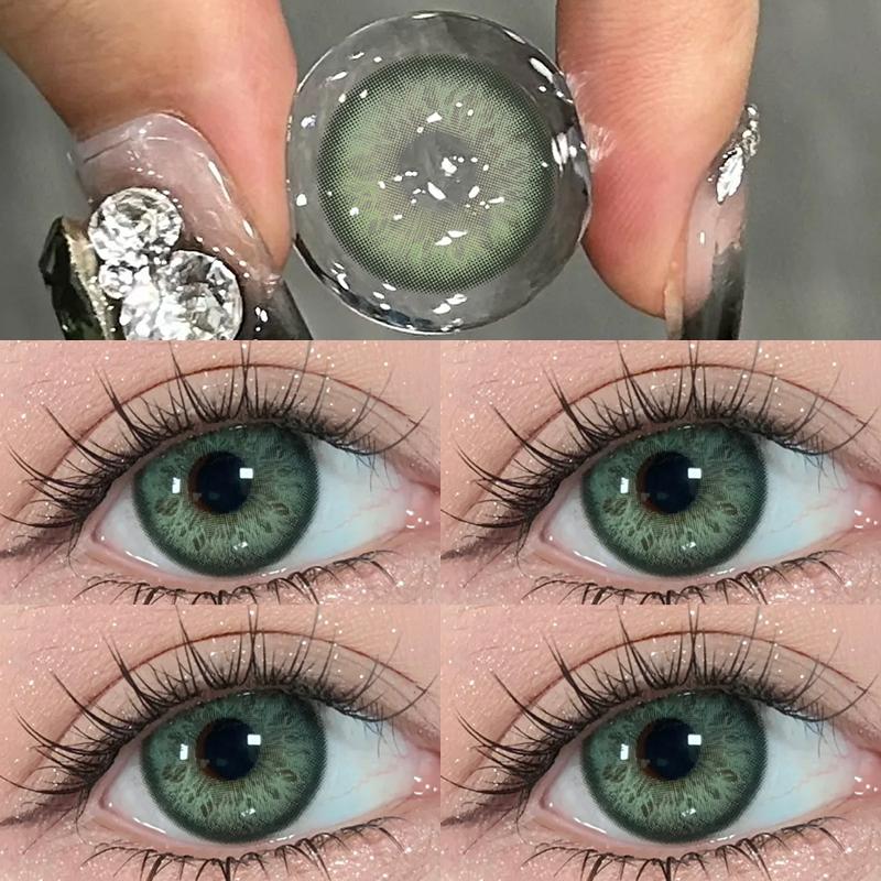 MillCreek 2 stücke Farbige Kontaktlinsen Iris Stil Myopie brillengläser Hochwertige Mode Blau/braun/grün Augen Schönheit Schüler 1 jahr Verwenden 0.00 grün