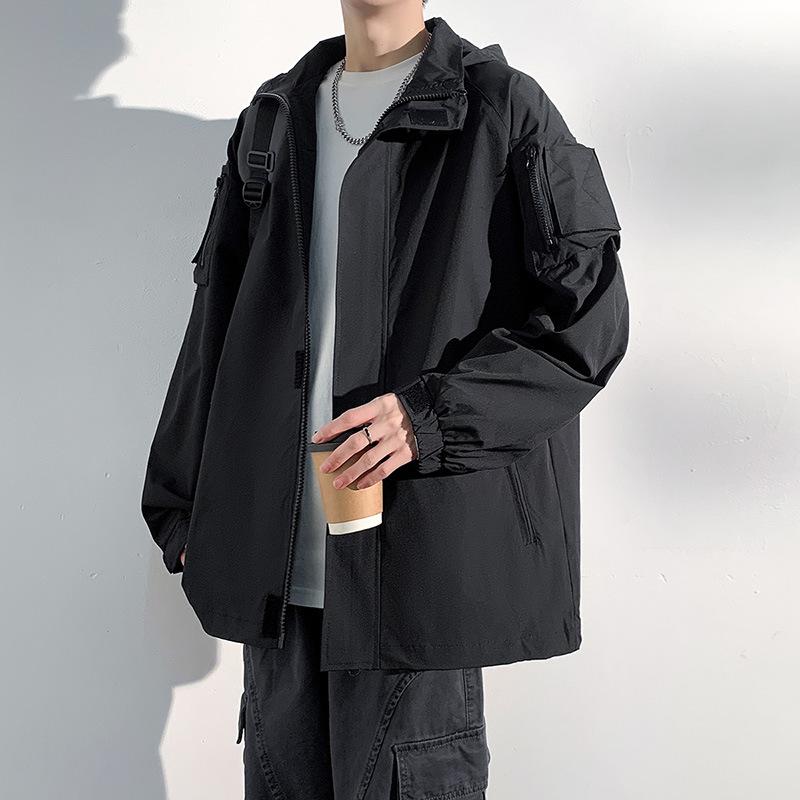 Kleidung Herren Frühlingsjacke Frühling Koreanisch Herren Herbst Lässige Lockere Jacke Herren 2XL schwarz