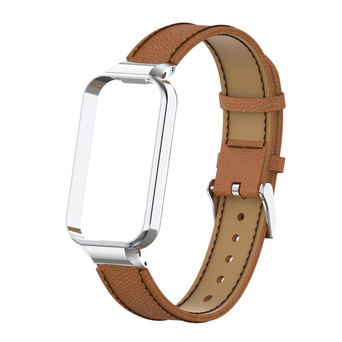 Lederarmband für Xiaomi Smart Band 9 Active Smart Watch Armband Armband Ersatz für Redmi Band3 Armband braun