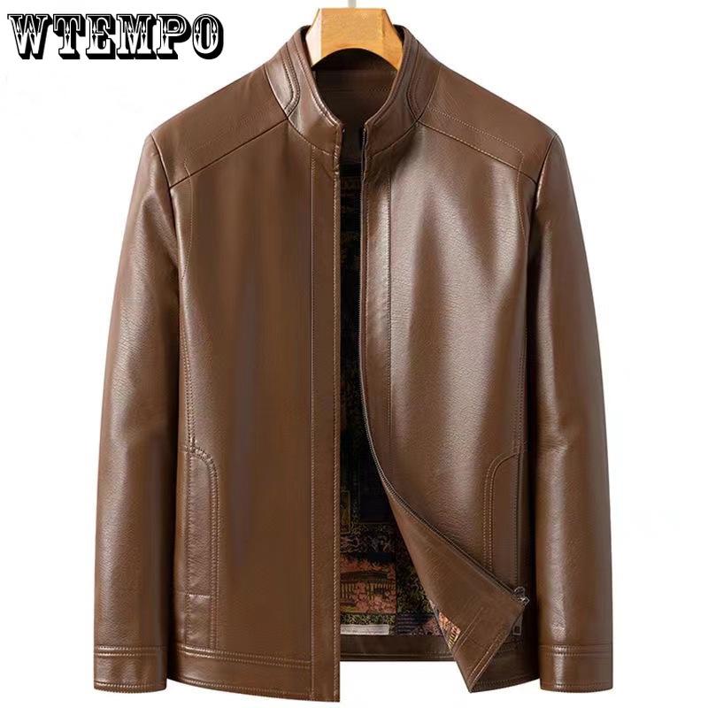 Frühling und Herbst Leder Lederjacke männlich mittleren Alters und ältere gepolsterte verdickte Kragen Casual Big Yards Lederjacke Mantel XXXXL