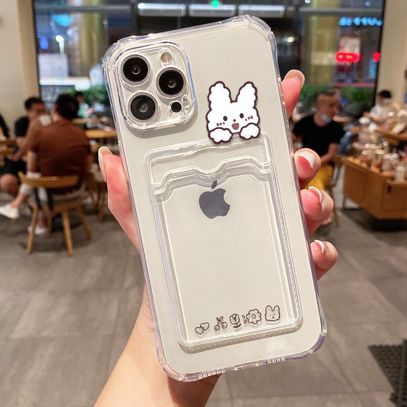 Niedliche Bären Handyhülle Für iPhone 15 Hülle für iPhone 11 12 13 14 16 15 Pro Max 7 8 Plus XR X XS SE Weiche Kartenfach Transparente Hülle For iPhone 12
