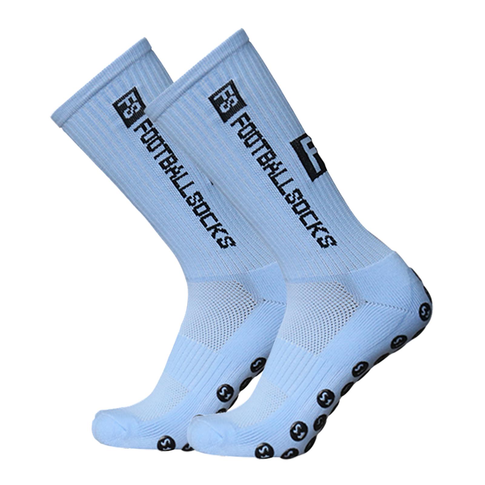 Outdoor-Sport-Laufsocken, Stretch-Socken, sportliche Fußball-Fußballsocken, rutschfeste Socken mit Griffen himmelblaue