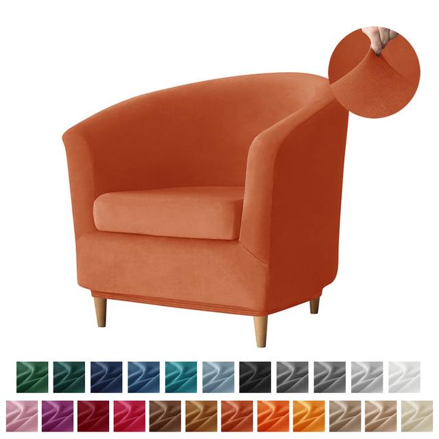 Split Velvet Club Tub Armchairs Stuhlhussen Stretch Solid Color Sofa Schonbezug Sofa Couchbezug für Bartheke mit Sitzbezug