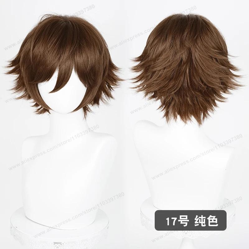Anime Aufgewertete 32cm Kurze Nach Außen Gekämmte Enden Cosplay Perücke Grün Blau Lila Rosa Mann Frau Hitzebeständiges Synthetisches Haar black