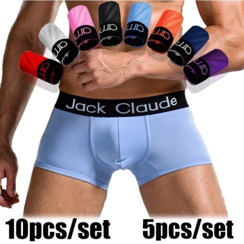 5 Stück Herren-Boxershorts, super atmungsaktiv, Boxershorts aus Seide, U-konvexer Beutel, gemütliche Unterwäsche 5PCS random color-M