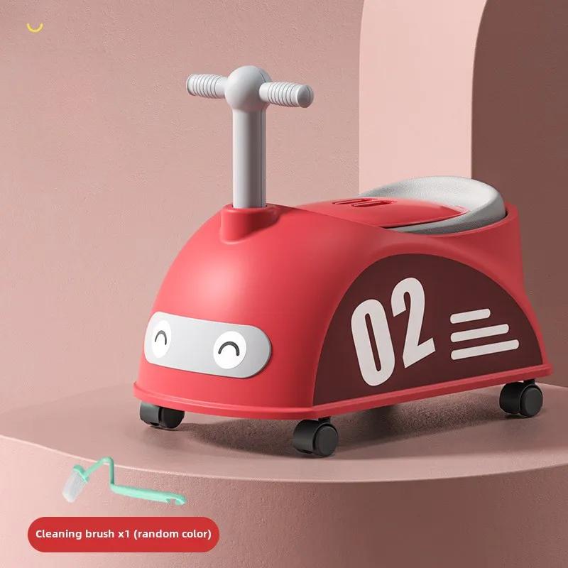 Baby Autoform Toilette Tragbar Rutschfest Baby Töpfchen Kleinkind Trainingstoilette mit Rollen Multifunktionale Toilette Kindergeschenke rot