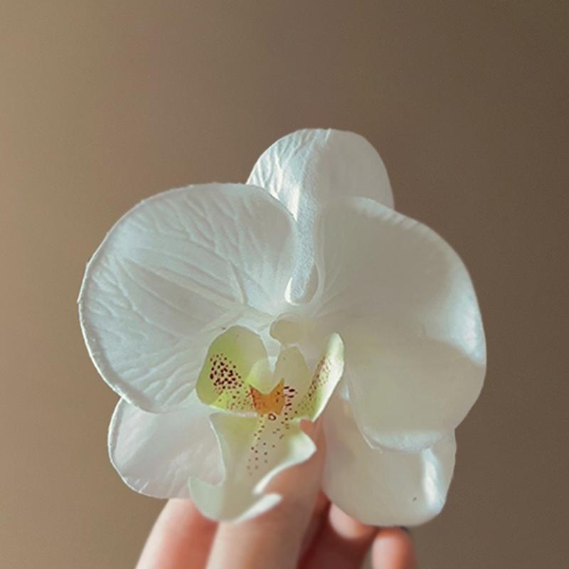 Hawaiianische Phalaenopsis-Blumen-Haarspange für Frauen und Mädchen, böhmische Orchideen-Blumen-Haarspange mit seitlichem Pony, BB-Haarspangen, Haarschmuck