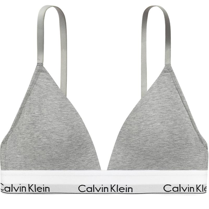 Calvin Klein Modern Attraction Drahtloser BH mit weicher Stütze Herausnehmbare Polster Dreieckskörbchen Damenunterwäsche Kokosnuss-Grau QF5650-020 XS