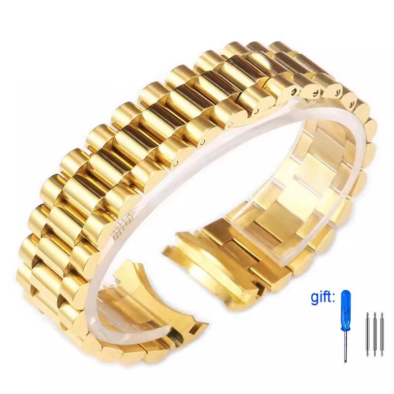 Uhrenarmband für Rolex DATEJUST DAY-DATE OYSTERPERTUAL DATE Edelstahl-Uhrenzubehör Armband 13mm 17mm 20mm Uhrarmband 21mm beige