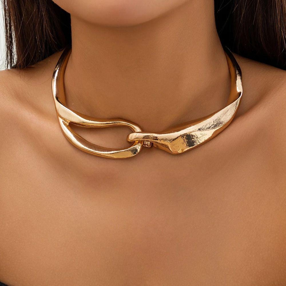 Unregelmäßige klobige Kette Goldfarbe Verdrehte Kette Vintage Choker Halskette Herren gold