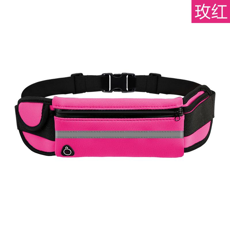Schlanke, wasserabweisende Hüfttasche aus weichem Polyester für Männer und Frauen, die Telefon, Schlüssel und Geld tragen rose rot