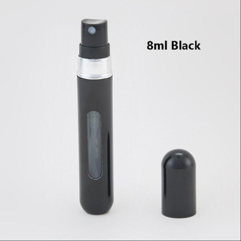 5/8 ml Parfüm-Sprühflasche, für Reisen, tragbar, nachfüllbar, Parfüm-Zerstäuber, leere kosmetische Parfüm-Flasche 8ml schwarz