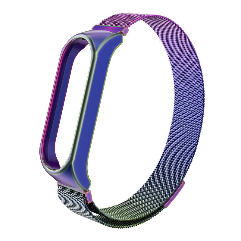 Magnetisches Armband für Xiaomi Mi Band 3 4 5 6 Smartwatch-Handgelenk, Metallgeflecht-Armband, Edelstahl-Armband 3/4/5/6 Universal bunt