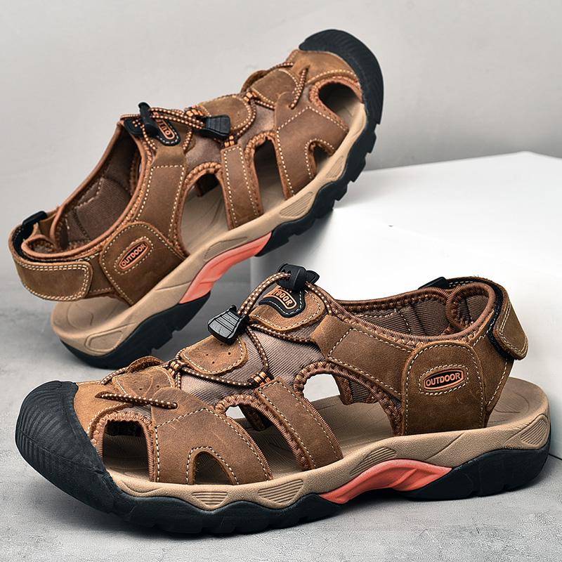 Sommer Herren Strand Outdoor Sandalen Römischen Stil Herren Sandalen 48 braun